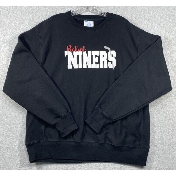 Vintage Champion Reverse Weave Niners Large Sweatshirt Black - Picture 2 of 12